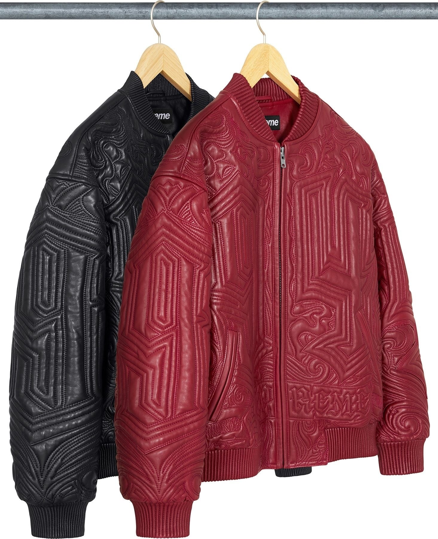 Mister Cartoon Embroidered Leather Jacket